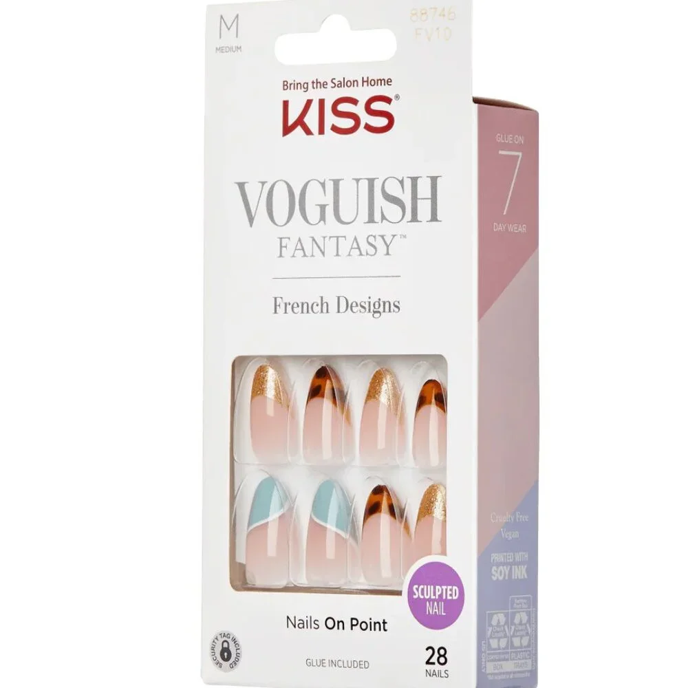 KISS Voguish Fantasy French Nails Medium Length - Charmante